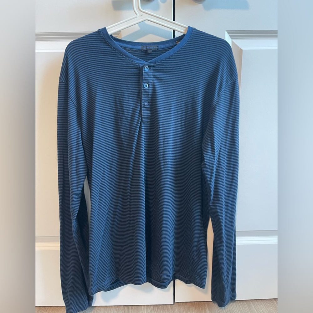 Patrick Assaraf blue stripper Henley